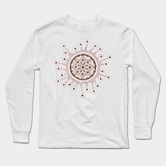 Virus Mandala (brown) Long Sleeve T-Shirt by calenbundalas